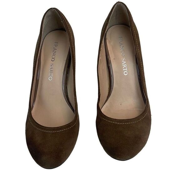 Franco Sarto Wedge Shoe Comfort Womens 7 Zaina Tan Suede Slip On Round Toe - Picture 4 of 9